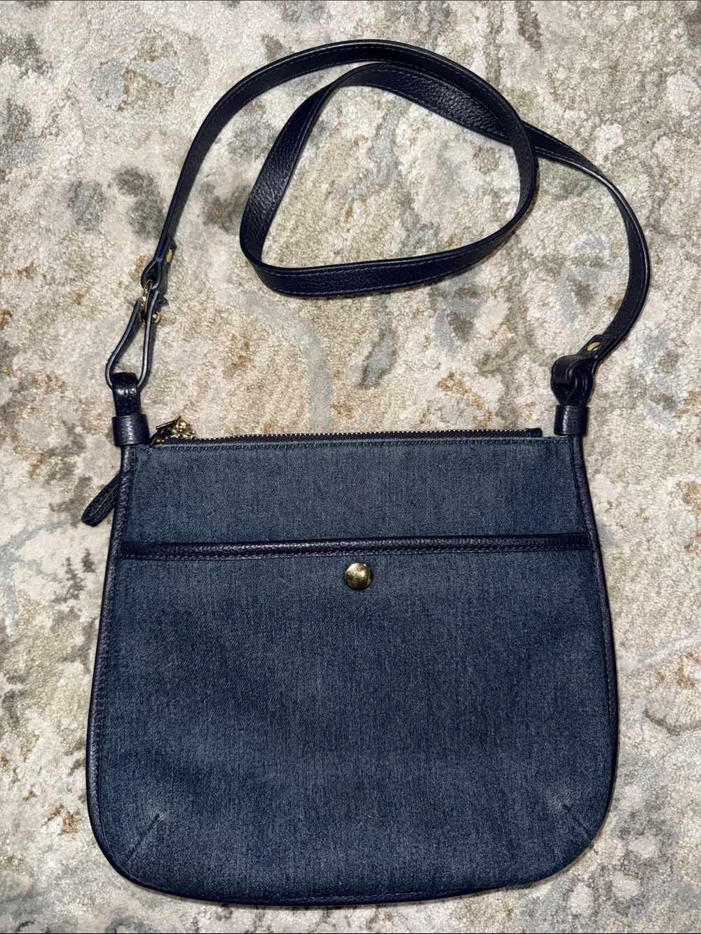 Talbots Denim Navy Crossbody Bag with Gold Snap